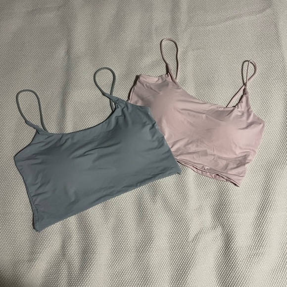 Tops - Dusty Blue and Dusty Pink Spaghetti Strap Crop Tops